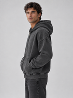 Men’s Oversized Full Zip Hoodie – Washed Hooded Jacket