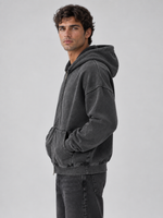 Men’s Oversized Full Zip Hoodie – Washed Hooded Jacket