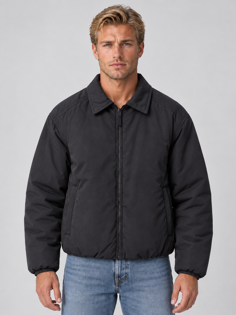 Men’s Padded Full Zip Jacket – Collared Lightweight Bomber