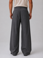 Men’s Pinstripe Wide Leg Trousers – Baggy Tailored Pants