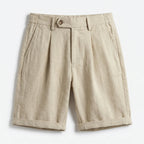 Men’s Pleated Linen Look Shorts – Tailored Summer Fit