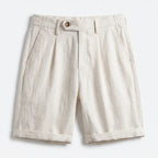 Men’s Pleated Linen Look Shorts – Tailored Summer Fit