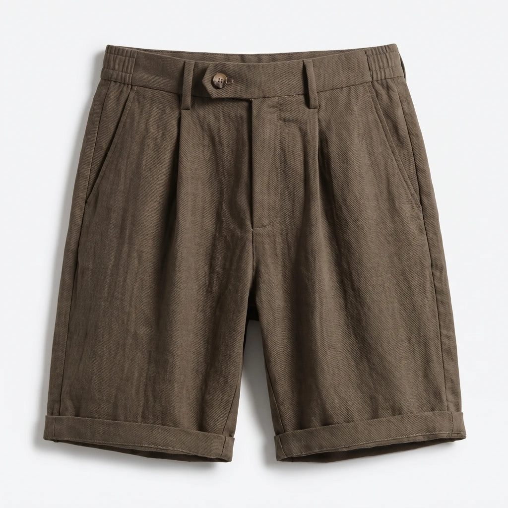 Men’s Pleated Linen Look Shorts – Tailored Summer Fit