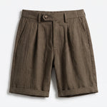 Men’s Pleated Linen Look Shorts – Tailored Summer Fit