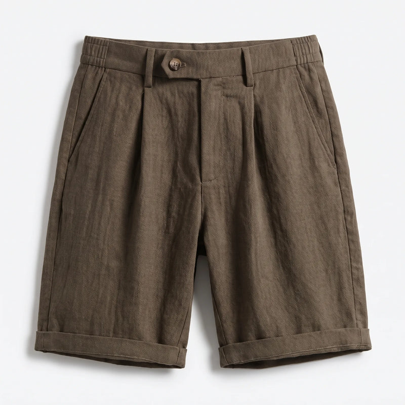 Men’s Pleated Linen Look Shorts – Tailored Summer Fit