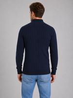 Men's Quarter Zip Ribbed Knit Jumper – Cotton Funnel Neck Sweater