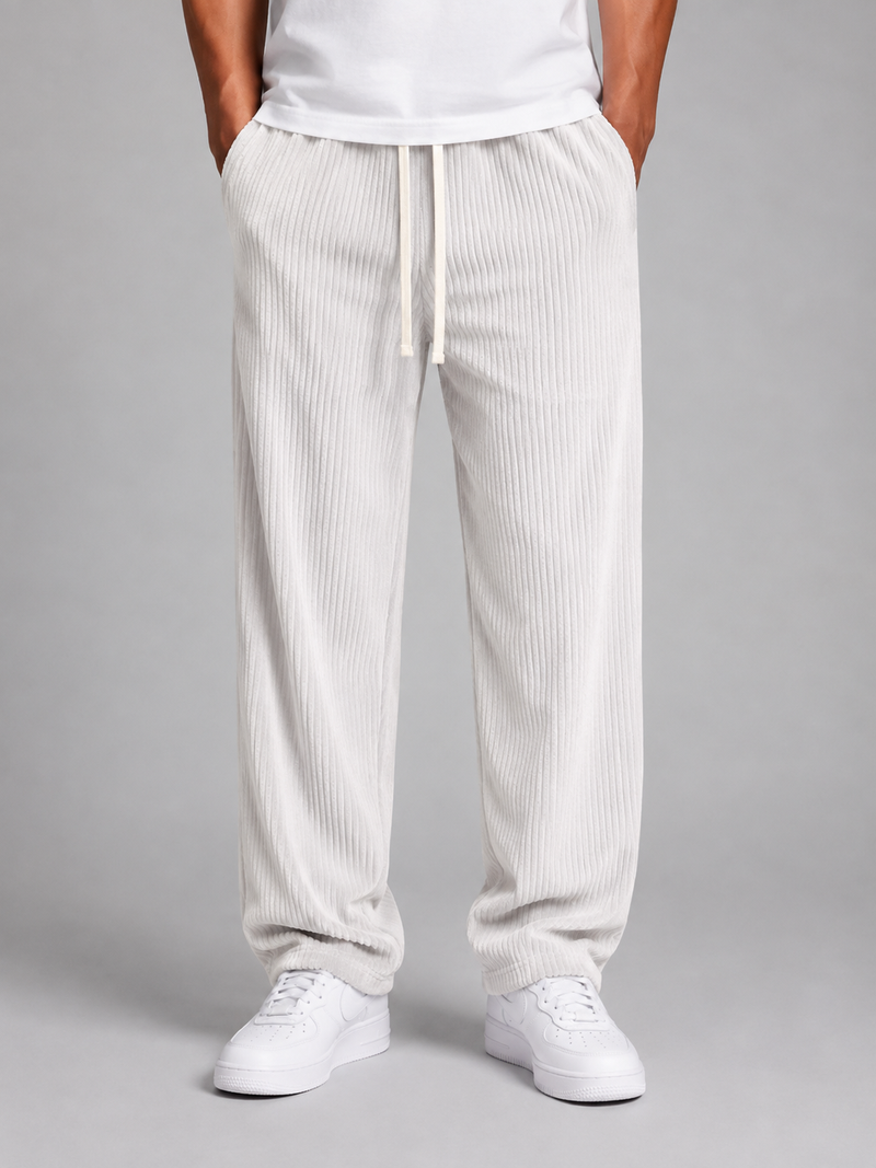 Men's Relaxed Fit Corduroy Trousers – Drawstring Wide Leg
