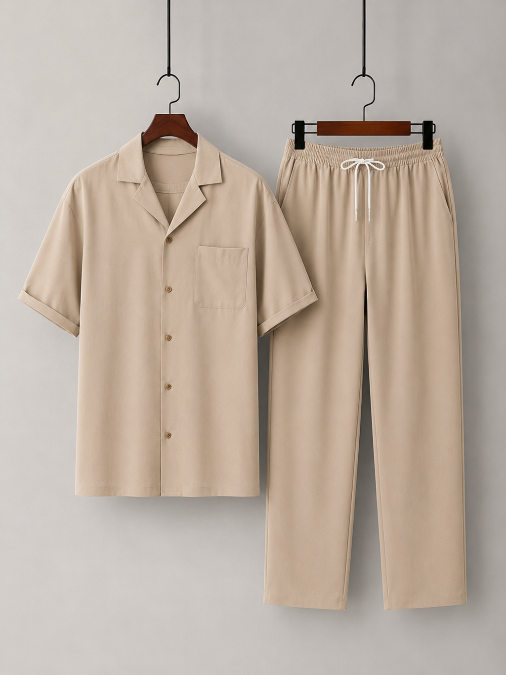 Men's Relaxed Summer Co-Ord Set – Short Sleeve Shirt & Drawstring Trousers