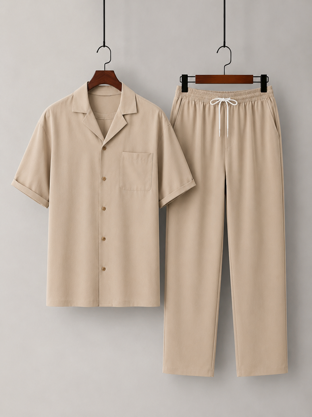 Men's Relaxed Summer Co-Ord Set – Short Sleeve Shirt & Drawstring Trousers