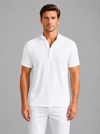 Men's Ribbed Henley Shirt – Lightweight Short Sleeve Summer Top