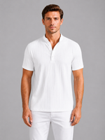 Men's Ribbed Henley Shirt – Lightweight Short Sleeve Summer Top
