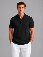Men's Ribbed Henley Shirt – Lightweight Short Sleeve Summer Top