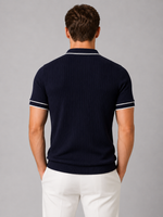Men's Ribbed Knit Polo Shirt – Breathable Summer Fit
