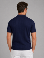 Men’s Ribbed Knit Polo Shirt – Tailored Summer Smart Casual Style