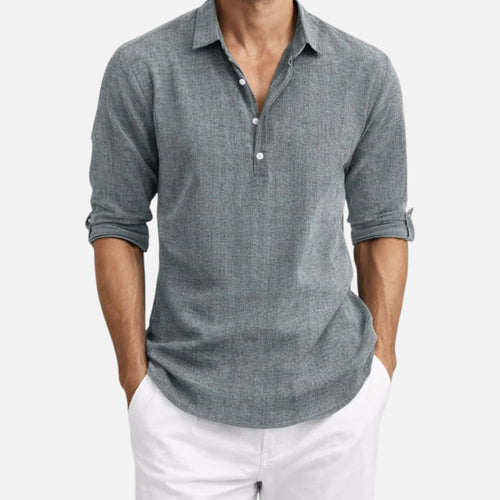 Men's Linen Blend Henley Shirt – Relaxed Summer Style