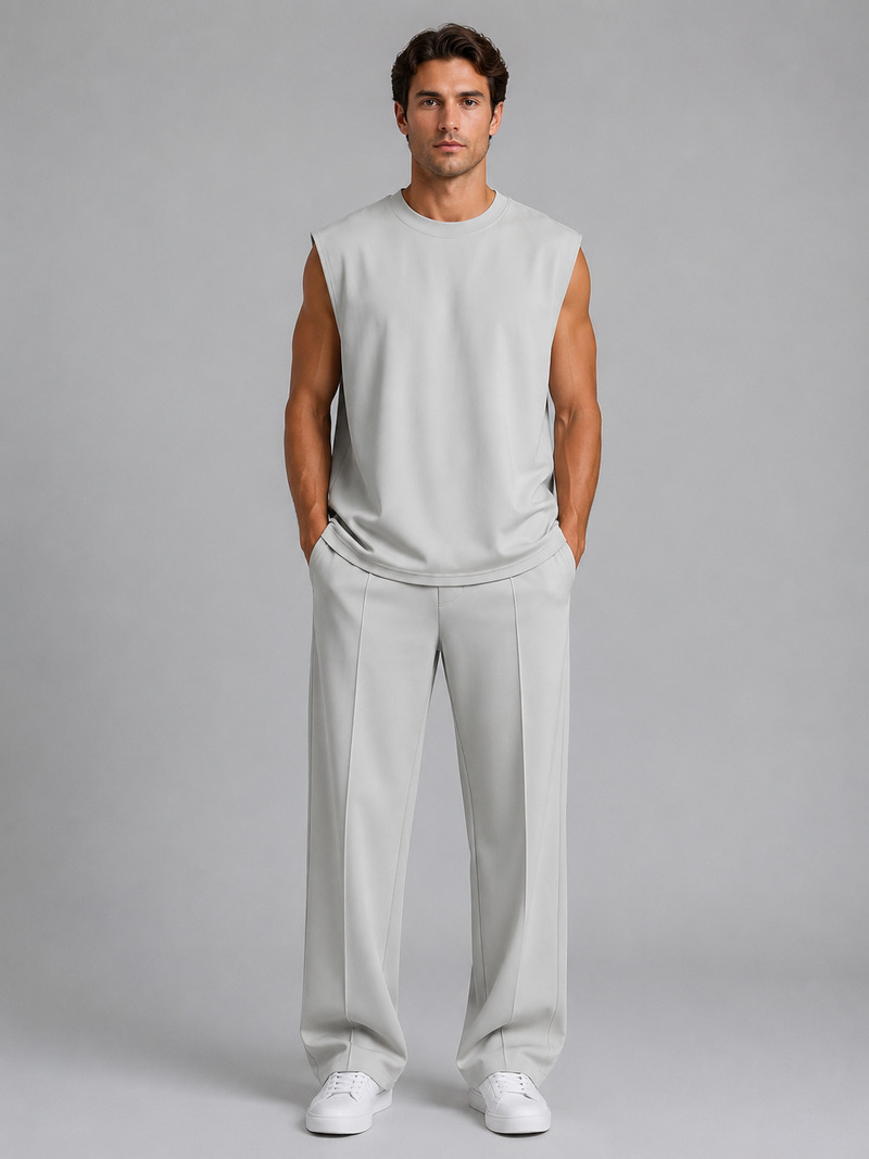 Men's Sleeveless Top & Wide Leg Trouser Co-Ord Set – Relaxed Fit