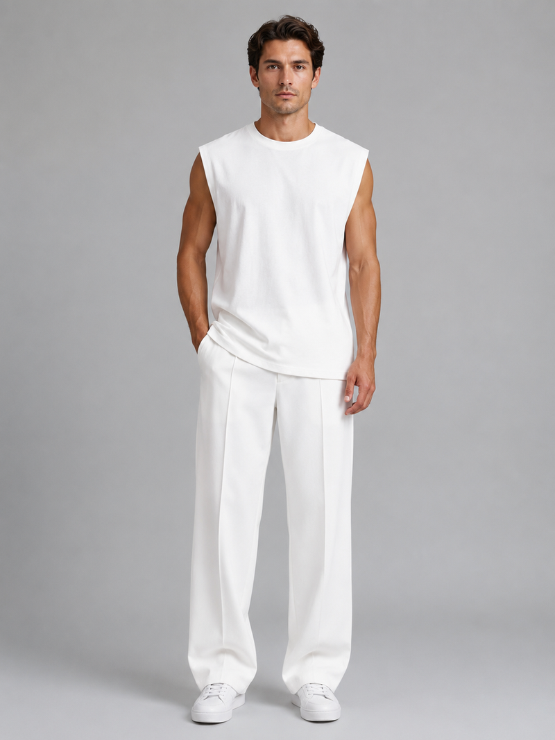 Men's Sleeveless Top & Wide Leg Trouser Co-Ord Set – Relaxed Fit