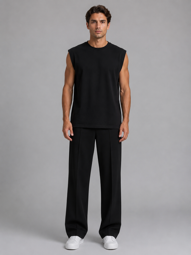 Men's Sleeveless Top & Wide Leg Trouser Co-Ord Set – Relaxed Fit