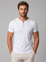 Men's Slim Fit Henley T-Shirt – Casual Button Neck