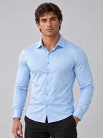 Men’s Slim Fit Satin Look Stretch Dress Shirt – Tailored Smart Style