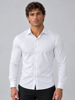 Men’s Slim Fit Satin Look Stretch Dress Shirt – Tailored Smart Style