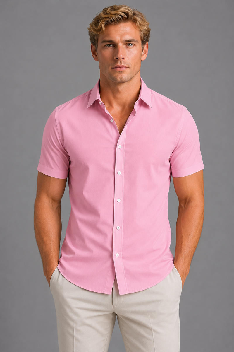 Men's Slim Fit Short Sleeve Shirt – Smart Casual Summer Style