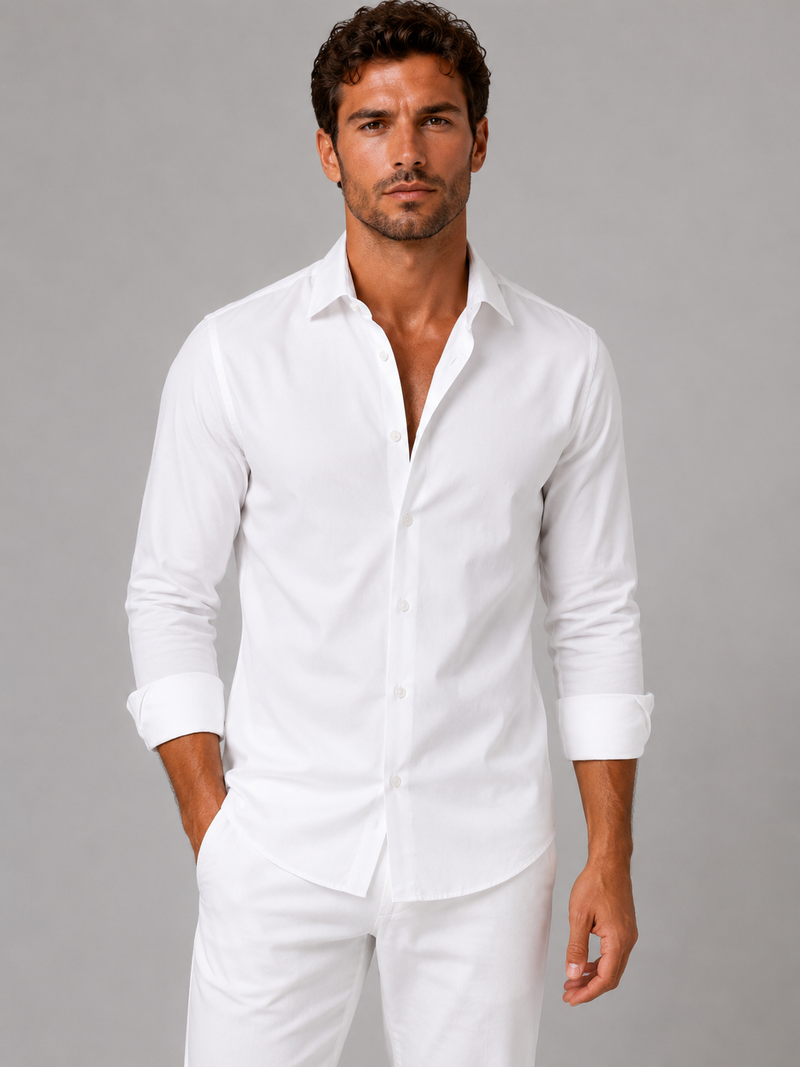 Men’s Slim Fit Stretch Dress Shirt – Smart Business Formal Style