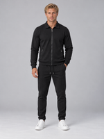 Men’s Textured Full Zip Tracksuit – Collared Jacket & Joggers Two-Piece Set