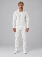 Men’s Textured Full Zip Tracksuit – Collared Jacket & Joggers Two-Piece Set