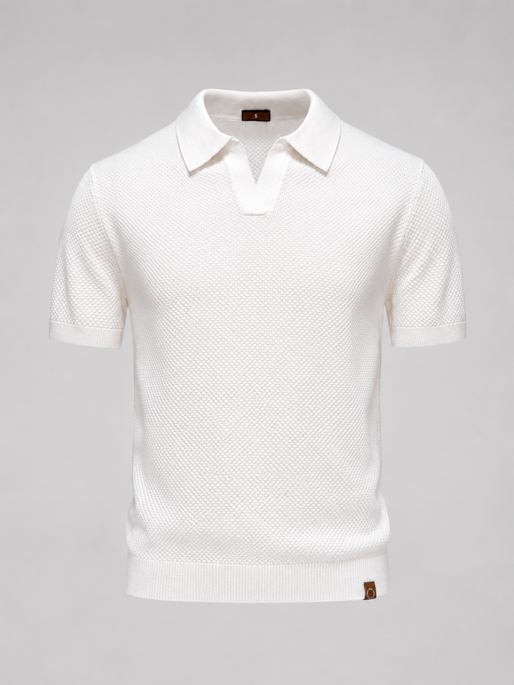 Men's Textured Knit Polo Shirt – Lightweight Breathable Summer Fit