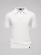 Men's Textured Knit Polo Shirt – Lightweight Breathable Summer Fit