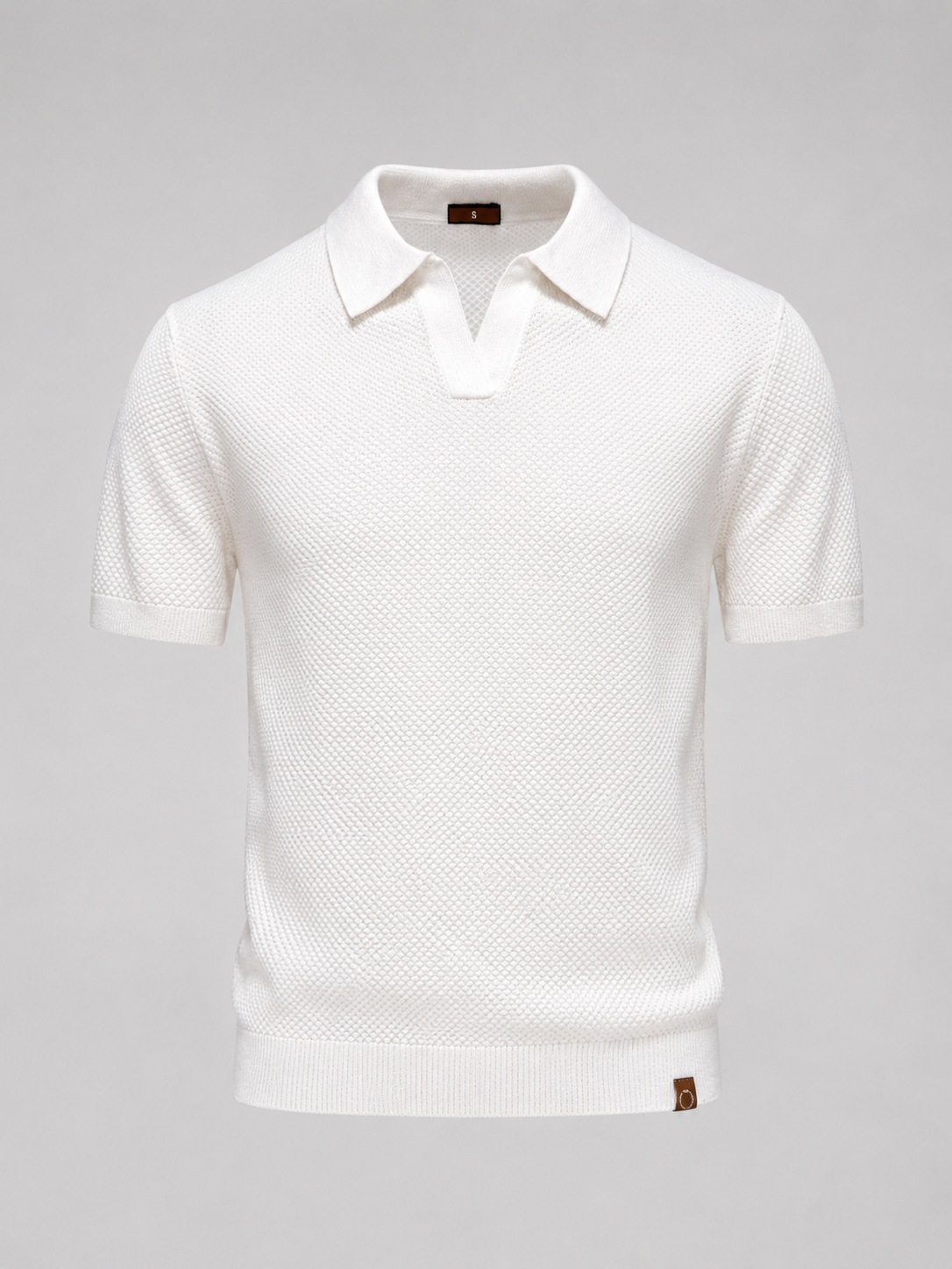 Men's Textured Knit Polo Shirt – Lightweight Breathable Summer Fit