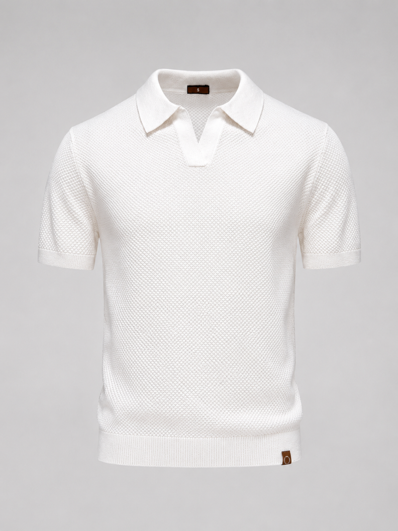Men's Textured Knit Polo Shirt – Lightweight Breathable Summer Fit