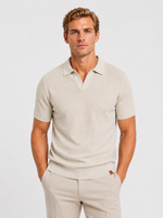 Men's Textured Knit Polo Shirt – Lightweight Breathable Summer Fit