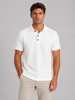 Men's Textured Knit Polo Shirt – Smart Casual Summer Style