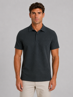 Men's Textured Knit Polo Shirt – Smart Casual Summer Style