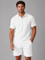 Men's Textured Polo Shirt & Shorts Set – Summer Holiday Co-Ord