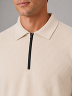 Men’s Two-Piece Quarter-Zip Polo & Trousers Set – Textured Smart Casual Co-Ord