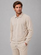Men’s Two-Piece Zip Jacket & Trousers Set – Textured Smart Casual Co-Ord