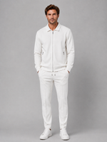 Men’s Two-Piece Zip Jacket & Trousers Set – Textured Smart Casual Co-Ord