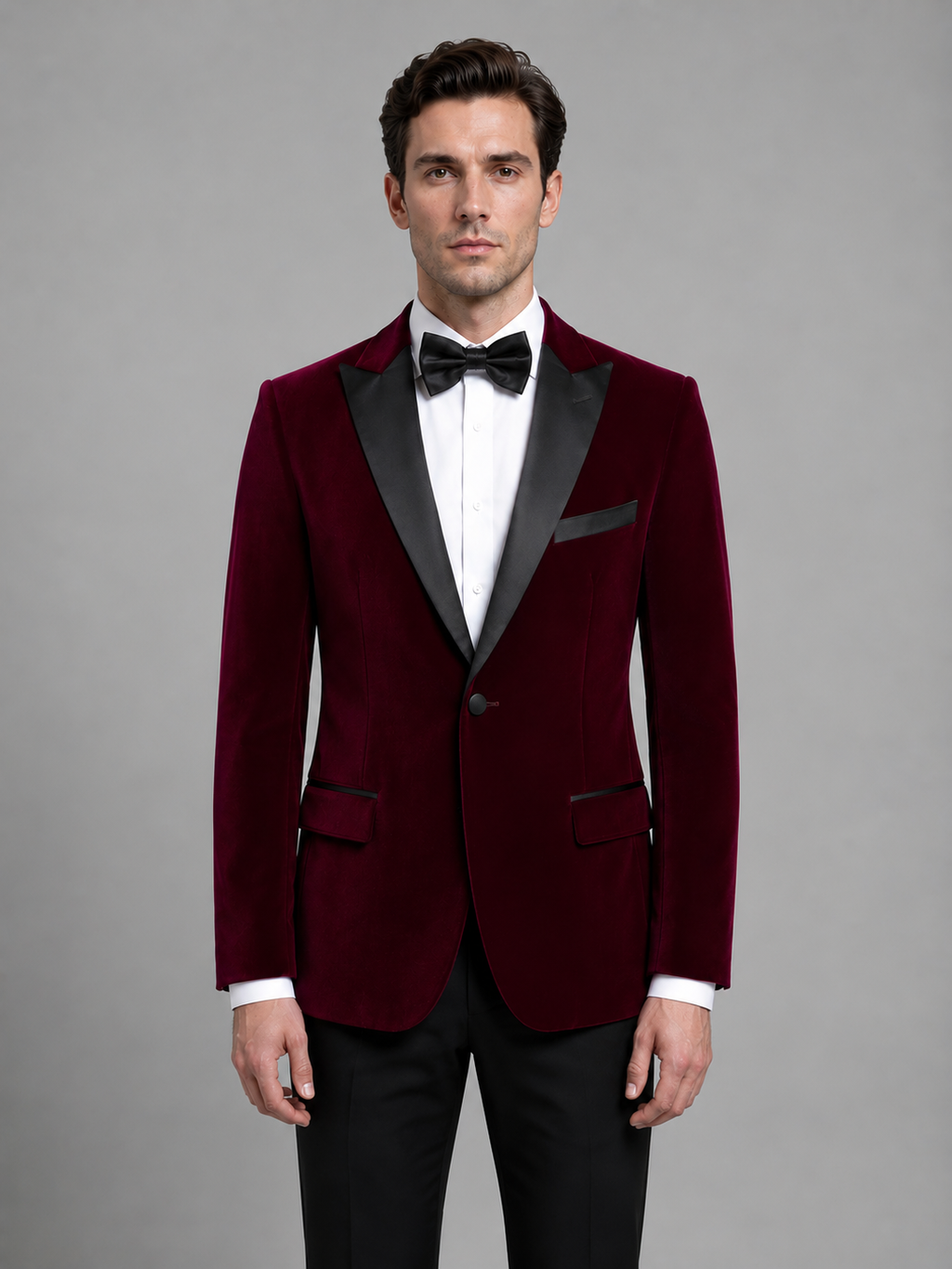 Men’s Velvet Tuxedo Blazer – Peak Lapel Formal Dinner Jacket
