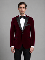 Men’s Velvet Tuxedo Blazer – Peak Lapel Formal Dinner Jacket