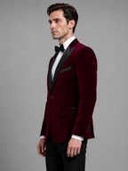 Men’s Velvet Tuxedo Blazer – Peak Lapel Formal Dinner Jacket