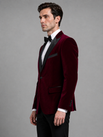 Men’s Velvet Tuxedo Blazer – Peak Lapel Formal Dinner Jacket