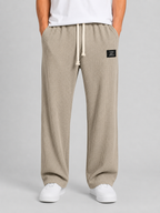 Men's Waffle Knit Drawstring Trousers – Relaxed Casual Lounge Fit