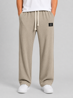 Men's Waffle Knit Drawstring Trousers – Relaxed Casual Lounge Fit