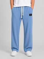 Men's Waffle Knit Drawstring Trousers – Relaxed Casual Lounge Fit