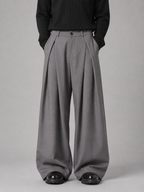Men’s Wide Leg Trousers – Pleated Tailored Baggy Fit