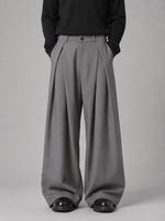 Men’s Wide Leg Trousers – Pleated Tailored Baggy Fit