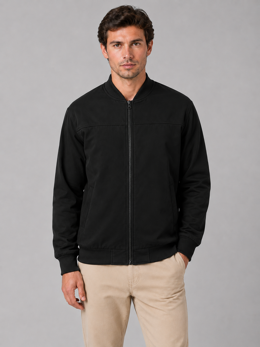 Men's Zip Bomber Jacket – Casual Regular Fit
